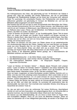 Einf&uuml;hrung: "Lesen ist Denken mit fremdem Gehirn" von Anna