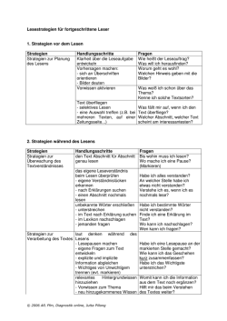 Lesestrategien für fortgeschrittene Leser 1. Strategien vor dem