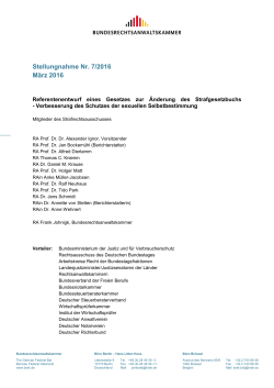 Stellungnahme der BRAK (Nr. 7/2016, März 2016)