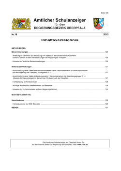 Schulanzeiger der Regierung der Oberpfalz Nr. 10/2015