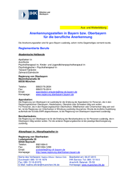 Liste Anerkennungsstellen Bayern/Oberbayern