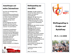 Weltjugendtag in Krakau und Rydultowy 19. 7.– 1. 8. 2016