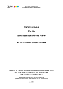 Handreichung f&uuml;r die vorwissenschaftliche Arbeit