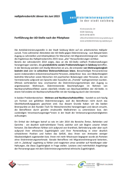 Halbjahresbericht J&auml;nner bis Juni 2015 Fortf&uuml;hrung der AD