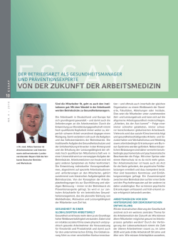 VON DER ZUKUNFT DER ARBEITSMEDIZIN