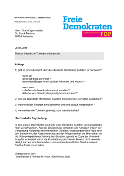 öffentliche Toiletten in Karlsruhe Anfrage 1) gibt - FDP