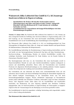 Walzenwerk Jülke Lobberich Eins GmbH & Co. KGbeantragt