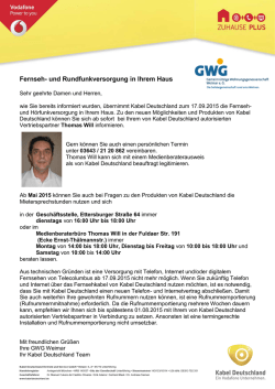 Fernseh- und Rundfunkversorgung in Ihrem Haus
