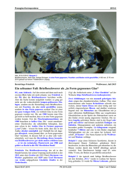 Ein seltsamer Fall: Briefbeschwerer als „in Form gegossenes Glas“