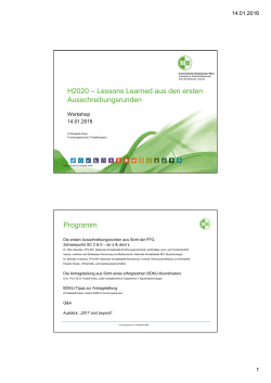 H2020 &ndash; Lessons Learned aus den ersten