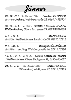 Heurigenkalender Weißenkirchen 2016