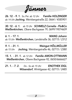 Heurigenkalender Wei&szlig;enkirchen 2016