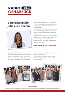 Verena könnt Ihr jetzt auch mieten