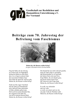 Beiträge zum 70. Jahrestag der Befreiung vom Faschismus