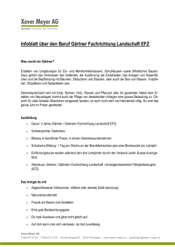 Infoblatt über den Beruf Gärtner Fachrichtung Landschaft EFZ
