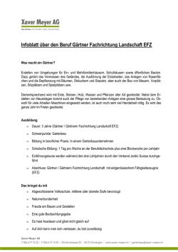Infoblatt &uuml;ber den Beruf G&auml;rtner Fachrichtung Landschaft EFZ