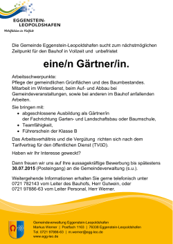eine/n G&auml;rtner/in. - Eggenstein