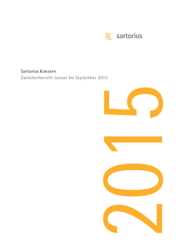 Sartorius Konzern Zwischenbericht Januar bis September 2015
