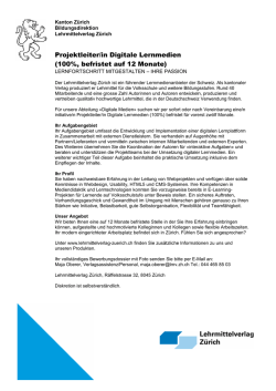 Projektleiter/in Digitale Lernmedien (100%, befristet auf 12 Monate)
