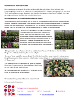 Duyvenvoorde Newsletter 2016