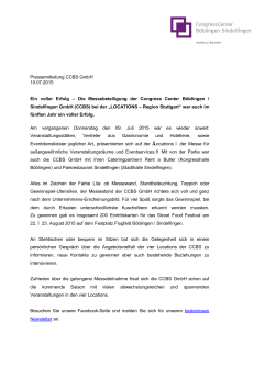Pressemitteilung CCBS GmbH 10.07.2015 Ein voller Erfolg – Die