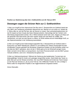 Deswegen sagen die Grünen Nein zur 2. Gotthardröhre