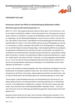 Pressemitteilung - Bundesarbeitsgemeinschaft Wohnungslosenhilfe
