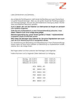 Hinweise f&uuml;r die Behandlung von Fl&uuml;chtlingen