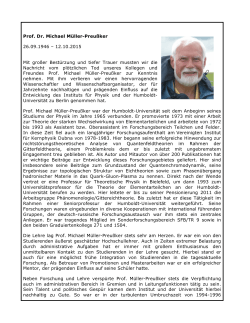 Prof. Dr. Michael Müller-Preußker 26.09.1946 – 12.10.2015 Mit