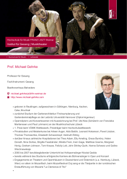 Prof. Michael Gehrke - Hochschule für Musik FRANZ LISZT Weimar