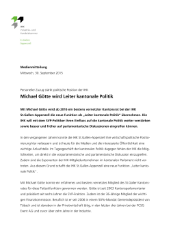 Michael Götte wird Leiter kantonale Politik - IHK St.Gallen