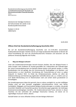 Offener Brief an die KMK - Fachschaft Geschichte