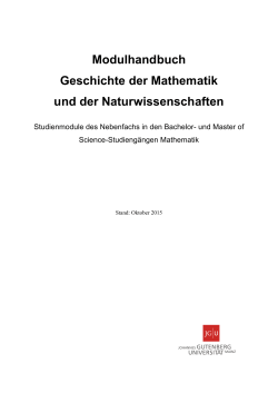 Modulhandbuch Geschichte der Mathematik und der