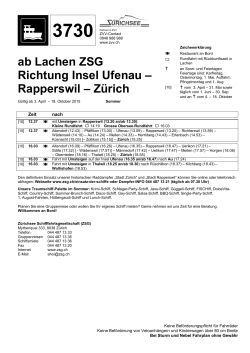 ab Lachen ZSG Richtung Insel Ufenau – Rapperswil – Zürich