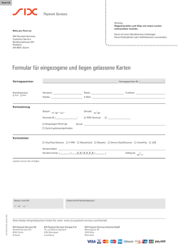 Formular für eingezogene und liegen gelassene Karten