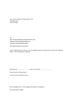 An: Narr Francke Attempto Verlag GmbH+Co. KG Widerruf meines