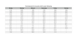 Terminübersicht für Kursreihe 3/2015 außer Stiltraining