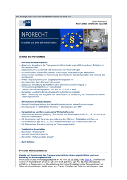 Inhalte des Newsletters Privates Wirtschaftsrecht
