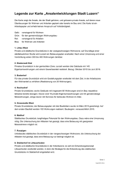 Legende zur Karte „Arealentwicklungen Stadt Luzern“