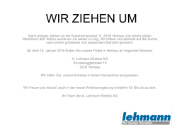 WIR ZIEHEN UM - A. Lehmann Elektro AG