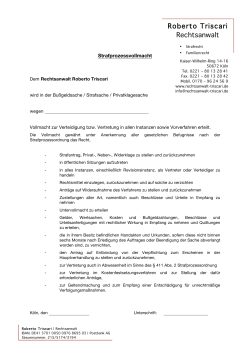 Vollmacht Strafrecht - Rechtsanwalt Roberto Triscari