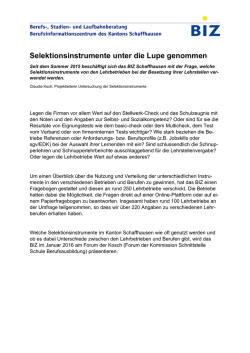 Selektionsinstrumente unter die Lupe genommen