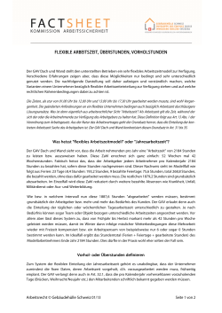 FLEXIBLE ARBEITSZEIT, &Uuml;BERSTUNDEN, VORHOLSTUNDEN