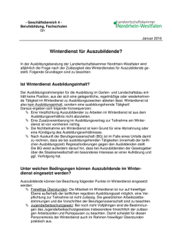 Winterdienst f&uuml;r Auszubildende - Landwirtschaftskammer Nordrhein
