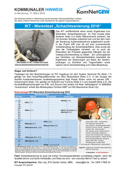 IKT - Warentest &bdquo;Schachtsanierung 2016&ldquo;