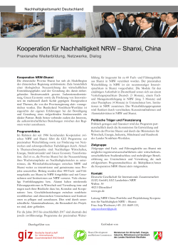 Kooperation für Nachhaltigkeit NRW – Shanxi, China