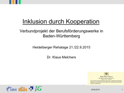 Inklusion durch Kooperation - SRH Berufsf&ouml;rderungswerk Heidelberg