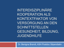 Interdisziplin&auml;re Kooperation als Kontextfaktor von Versorgung an