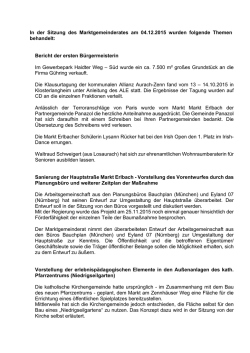 In der Sitzung des Marktgemeinderates am 04.12.2015 wurden