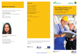 Beschäftigung fördern und Arbeitsplätze schaffen